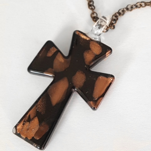 Glass Cross Necklace - Picture 2 of 2